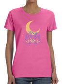 Flowers And The Moon T-shirt -SmartPrintsInk Designs