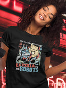 Catzilla Vs The Robots Shaped T-shirt -SmartPrintsInk Designs