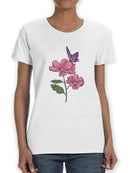 Butterfly On A Rose Shaped T-shirt -SmartPrintsInk Designs