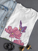 Butterfly On A Rose Shaped T-shirt -SmartPrintsInk Designs