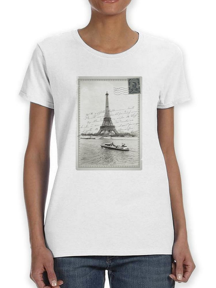 Eiffel Tower Postal Card Shaped T-shirt -SmartPrintsInk Designs