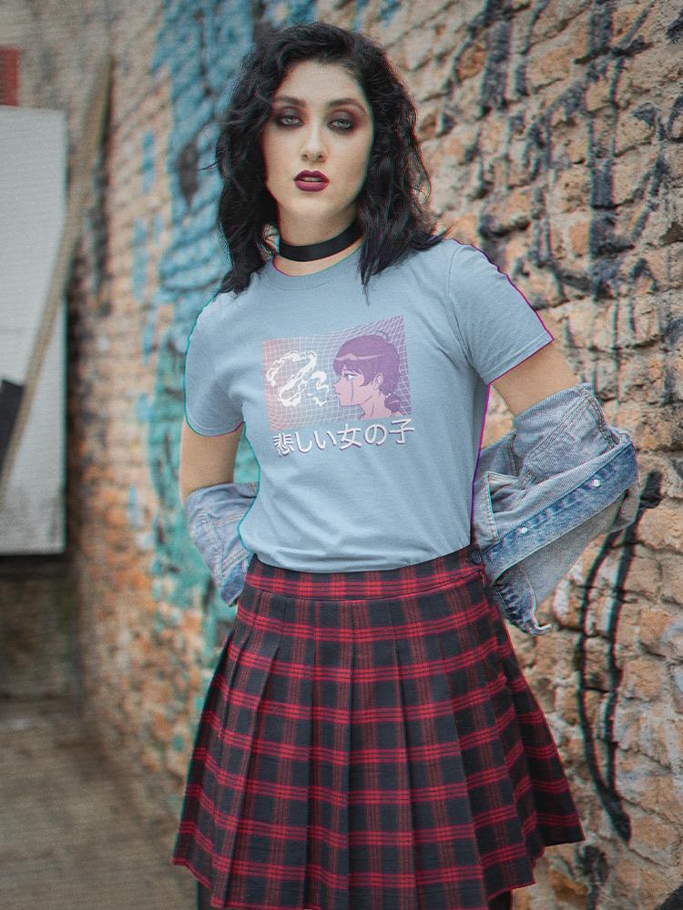 Sad Girl Lineless Art T-shirt -SmartPrintsInk Designs
