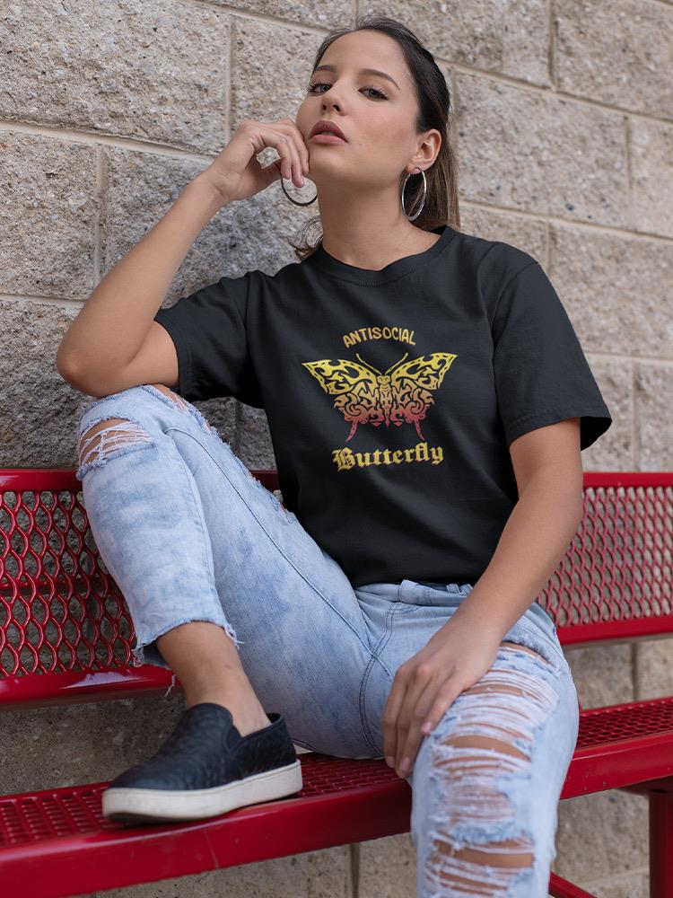 Antisocial Butterfly Tribal Shaped T-shirt -SmartPrintsInk Designs