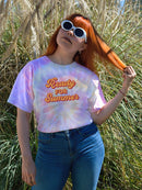 Ready For Summer Orange Text Tie Dye Tee -SmartPrintsInk Designs