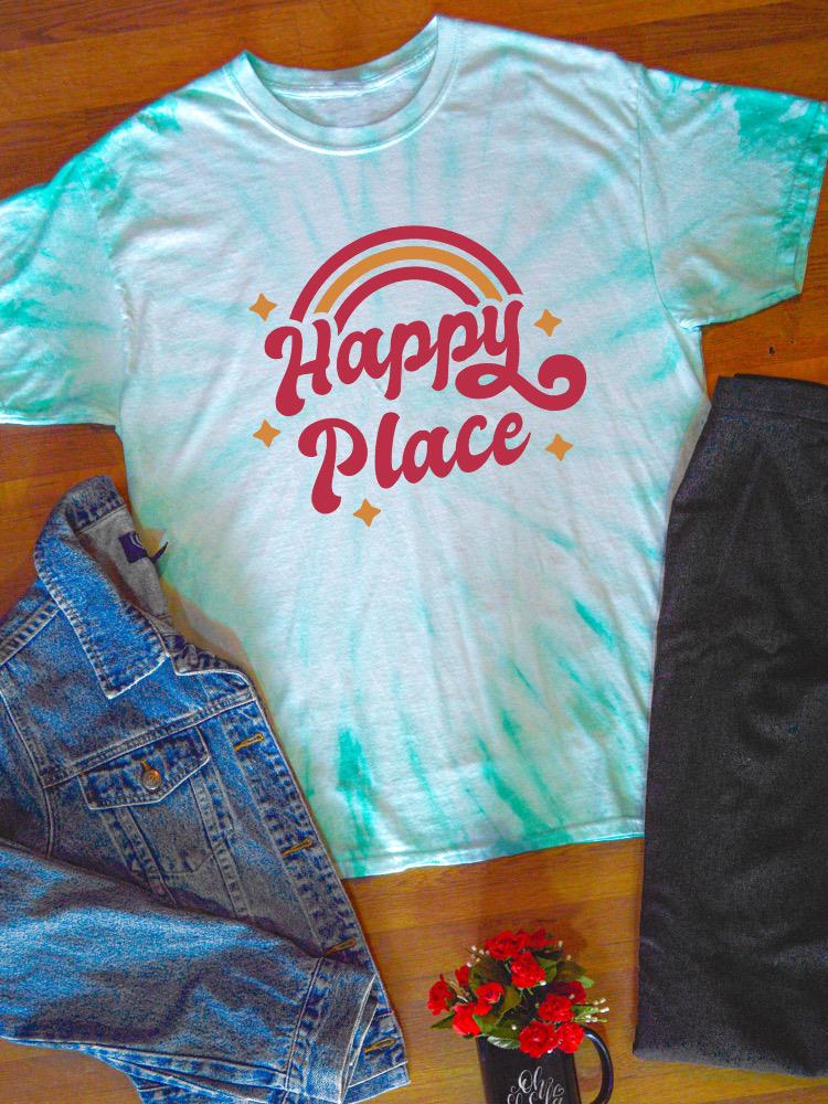 Hapy Place Retro Rainbow Tie Dye Tee -SmartPrintsInk Designs