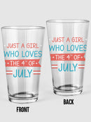 Girl Loves 4Th Of July Pint Glass -SmartPrintsInk Designs