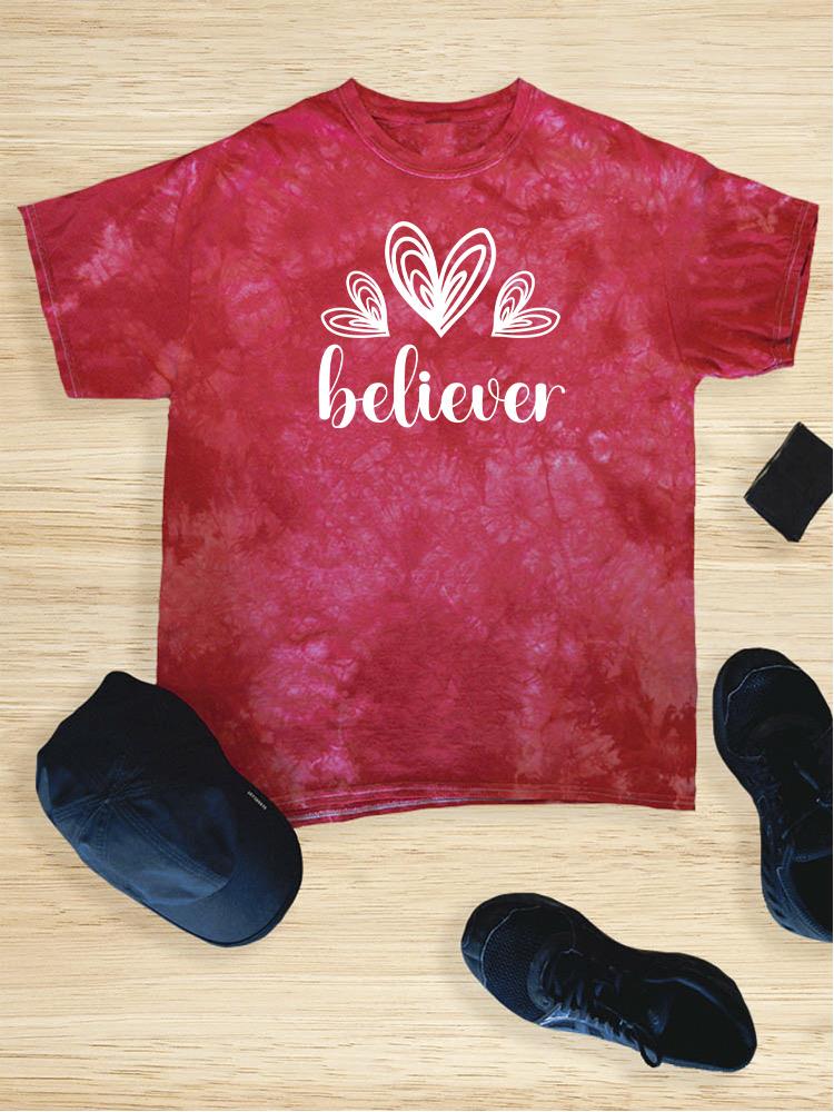 Believer Hearts Tie Dye Tee -SmartPrintsInk Designs