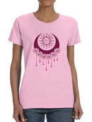 Floral Moon And The Sun T-shirt -SmartPrintsInk Designs