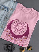 Floral Moon And The Sun T-shirt -SmartPrintsInk Designs