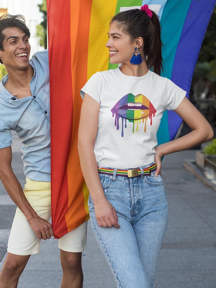Lgbt Rainbow Lips Shaped T-shirt -SmartPrintsInk Designs