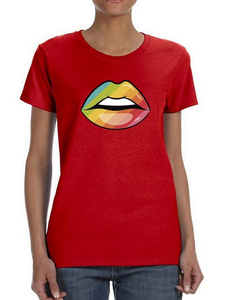 Rainbow Lips Lgbt Shaped T-shirt -SmartPrintsInk Designs