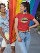 Rainbow Lips Lgbt Shaped T-shirt -SmartPrintsInk Designs
