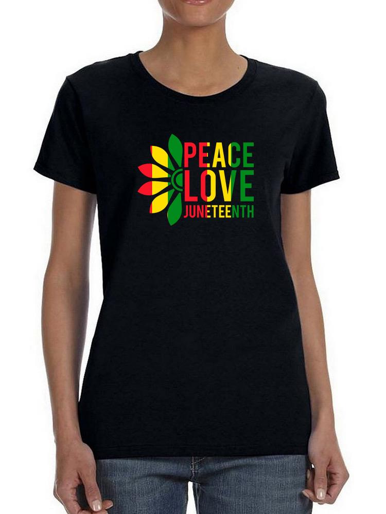 Peace Love Juneteenth Shaped T-shirt -SmartPrintsInk Designs