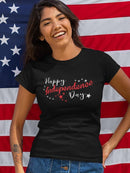 Happy Independence Day Text Shaped T-shirt -SmartPrintsInk Designs