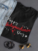 Happy Independence Day Text Shaped T-shirt -SmartPrintsInk Designs