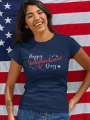 Happy Independence Day Text Shaped T-shirt -SmartPrintsInk Designs