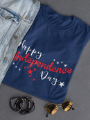 Happy Independence Day Text Shaped T-shirt -SmartPrintsInk Designs