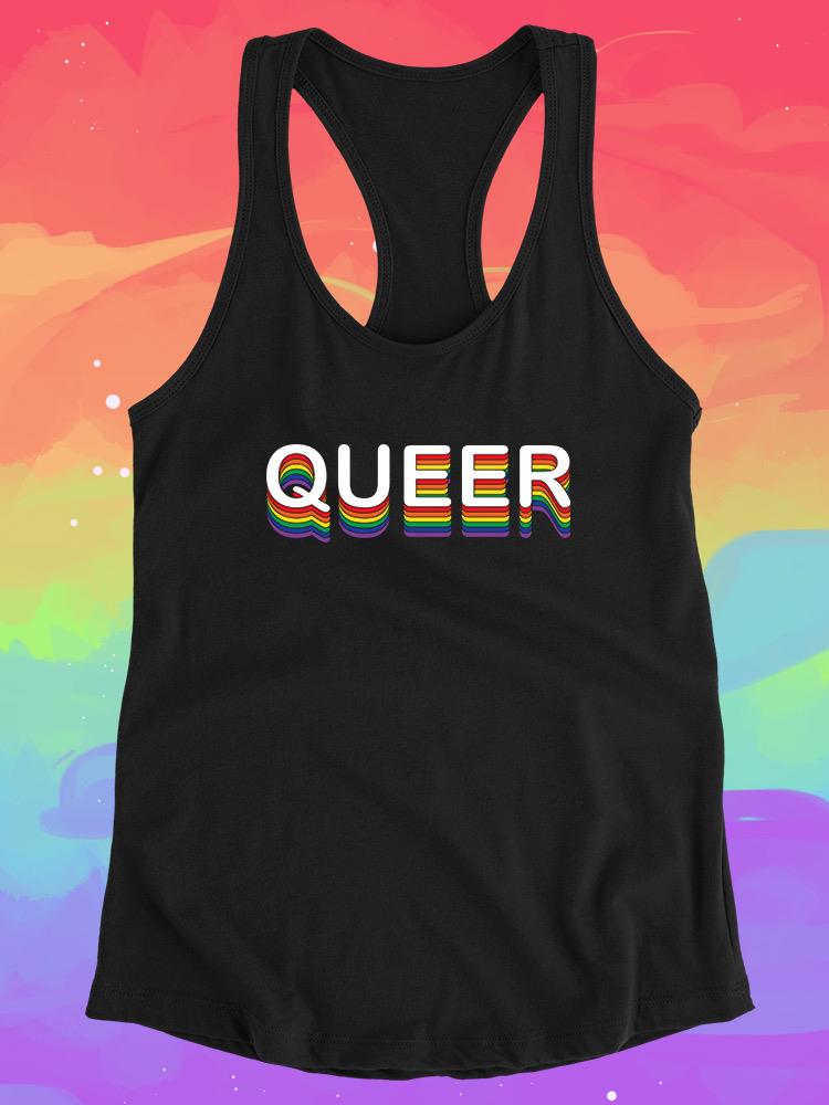 Queer Rainbow Slogan Racerback Tank -SmartPrintsInk Designs
