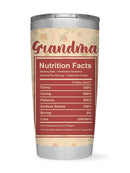 Grandma Nutrition Tag Tumbler -SmartPrintsInk Designs