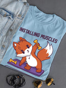 Cute Fox Installing Muscles T-shirt -SmartPrintsInk Designs