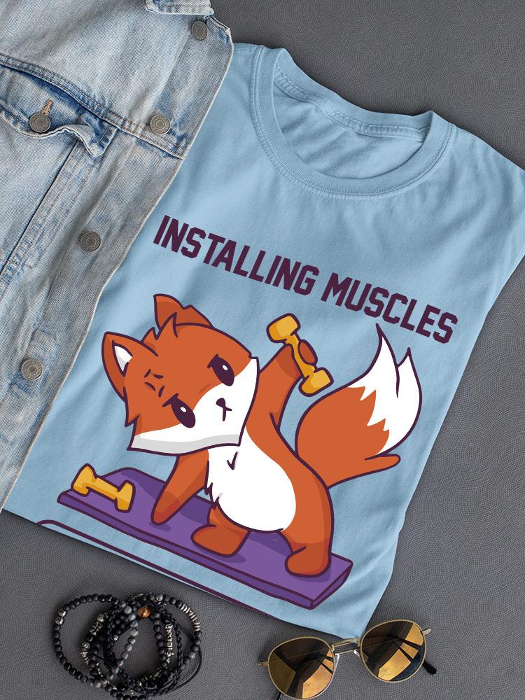 Cute Fox Installing Muscles T-shirt -SmartPrintsInk Designs