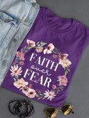 Faith Over Fear Cute Wreath T-shirt -SmartPrintsInk Designs