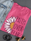 Faith Over Fear Daisy Shaped T-shirt -SmartPrintsInk Designs