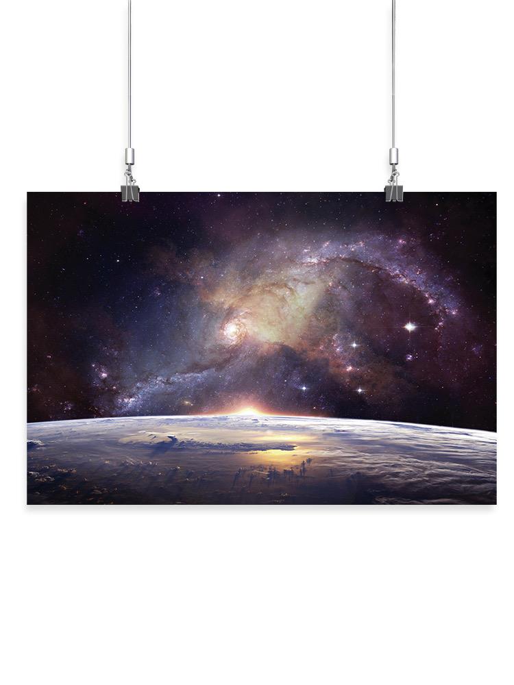 Galaxy Over Planet Wall Art -SmartPrintsInk Designs