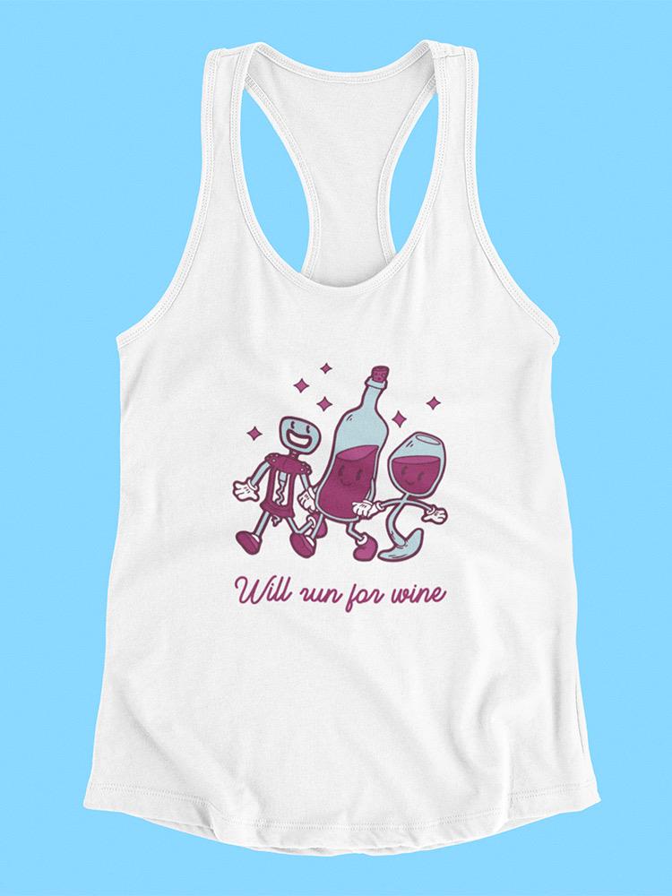 Will Run For Wine Cartoon T-shirt -SmartPrintsInk Designs
