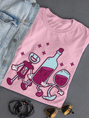 Will Run For Wine Cartoon T-shirt -SmartPrintsInk Designs