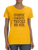 Country Cowboys Trucks And Beer T-shirt -SmartPrintsInk Designs