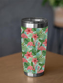 Flamingos W Hibiscus Pattern Tumbler -SmartPrintsInk Designs