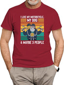 Motorcycle, Dog And 3 People T-shirt -SmartPrintsInk Designs