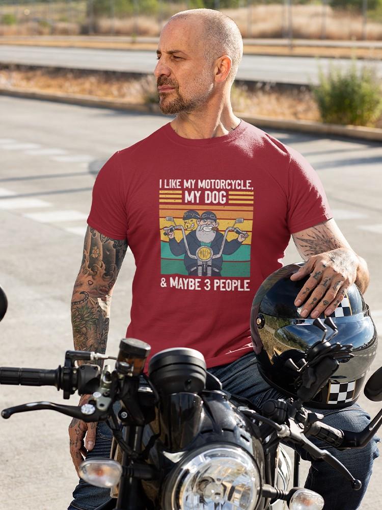 Motorcycle, Dog And 3 People T-shirt -SmartPrintsInk Designs