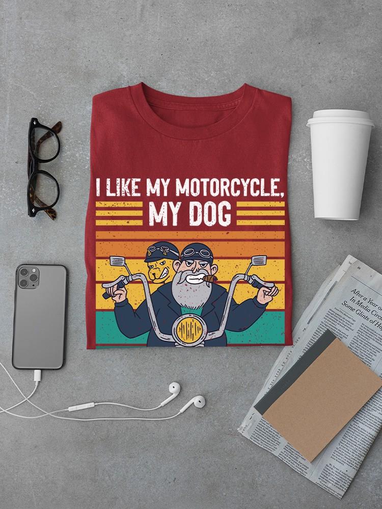 Motorcycle, Dog And 3 People T-shirt -SmartPrintsInk Designs