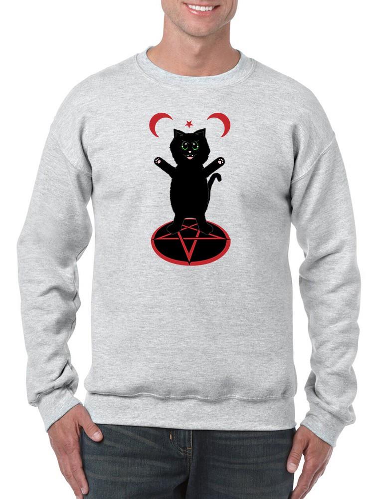 Black Kitten W Magic Circle Sweatshirt -SmartPrintsInk Designs