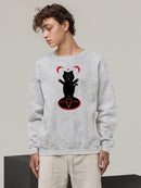 Black Kitten W Magic Circle Sweatshirt -SmartPrintsInk Designs