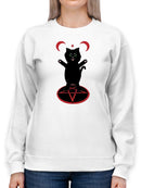 Black Kitten W Magic Circle Sweatshirt -SmartPrintsInk Designs