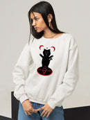Black Kitten W Magic Circle Sweatshirt -SmartPrintsInk Designs