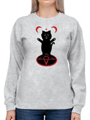 Black Kitten W Magic Circle Sweatshirt -SmartPrintsInk Designs