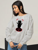 Black Kitten W Magic Circle Sweatshirt -SmartPrintsInk Designs