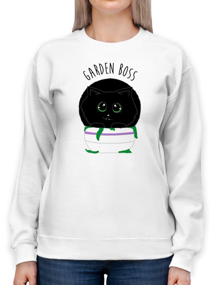 Black Kitten. Garden Boss Sweatshirt -SmartPrintsInk Designs