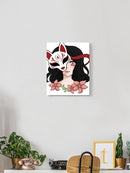 Girl With Fox Spirit Mask Wall Art -SmartPrintsInk Designs