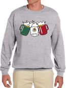 Mexico Flag W Beer Jugs Sweatshirt -SmartPrintsInk Designs