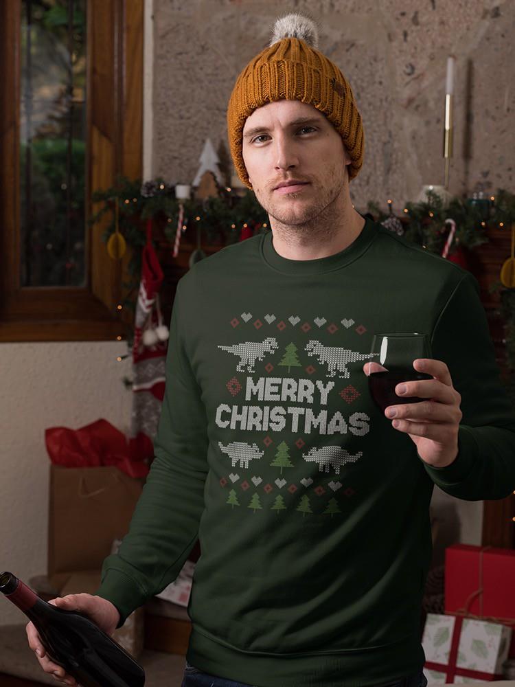 Merry Christmas With Dinosaurs Sweatshirt -SmartPrintsInk Designs