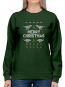 Merry Christmas With Dinosaurs Sweatshirt -SmartPrintsInk Designs