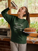 Merry Christmas With Dinosaurs Sweatshirt -SmartPrintsInk Designs