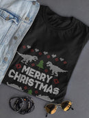 Merry Christmas With Dinosaurs T-shirt -SmartPrintsInk Designs
