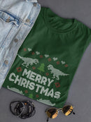 Merry Christmas With Dinosaurs T-shirt -SmartPrintsInk Designs