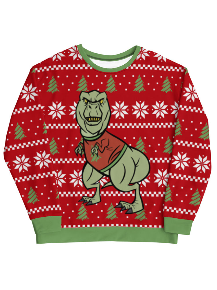 Ugly Sweater Dinosaur All-Over Sweatshirt -Smartprintsink Designs